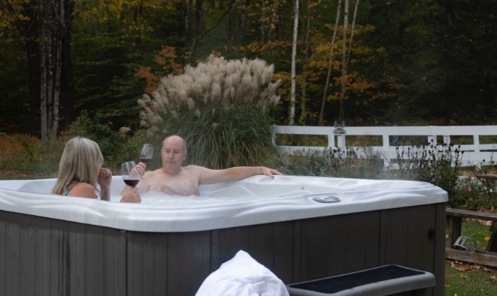 Guests enjoying the hot tub