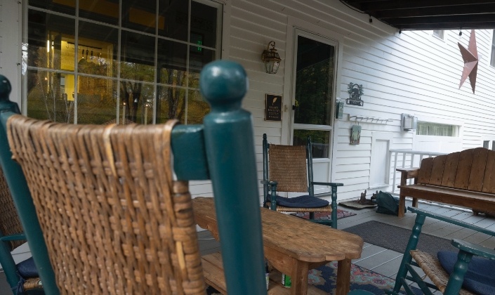 Comfortable seating on Buttonwood Inn on Mt Surprise porch