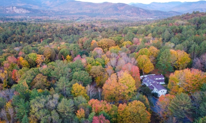 Aerial view of Buttonwood Inn on Mt Surprise and surrounding landscape