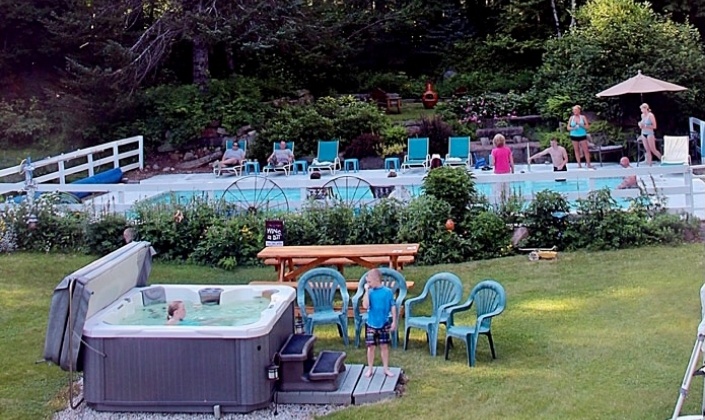 Hot tub and pool area