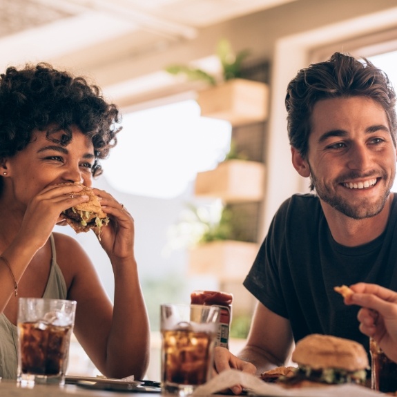 Friends eating dinner together