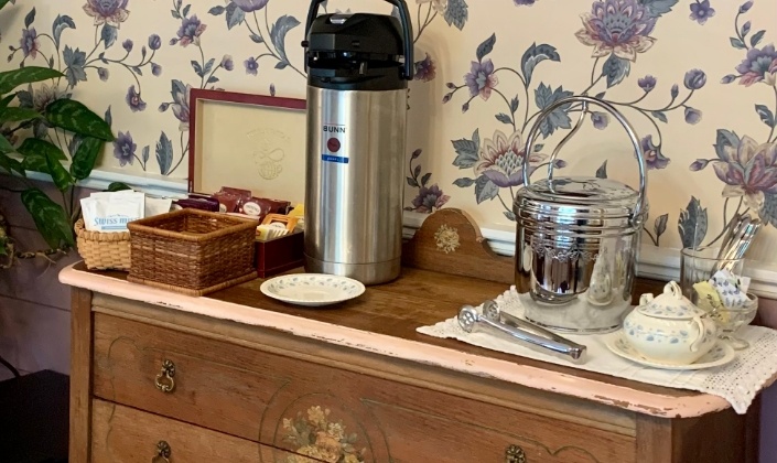 Side table set for afternoon tea