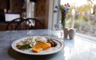 Breakfast plate on dining room table