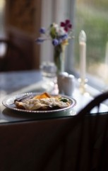 plate of food on dining room table