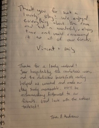 Hand written guest review