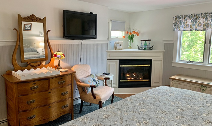 Seating area and fireplace