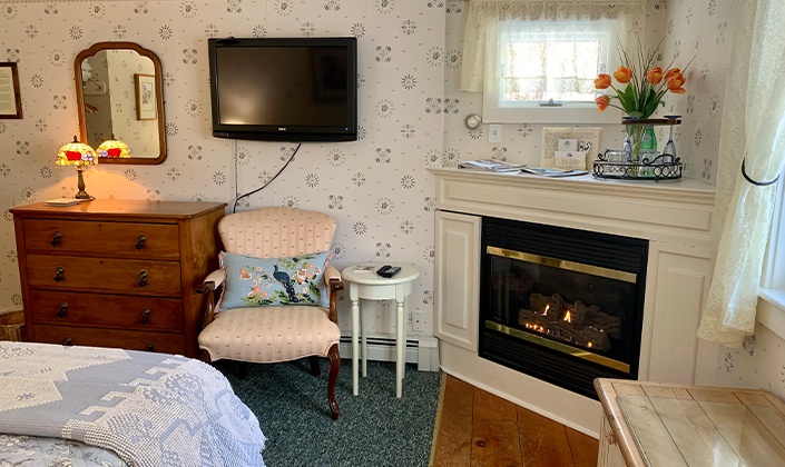 Seating area and fireplace