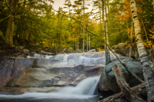 a gorgeous waterfall in North Conway