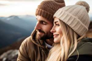 a young couple happy while enjoying a vacation