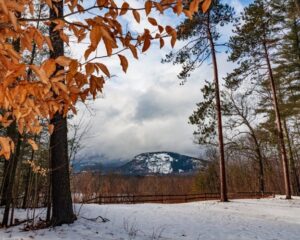 a scenic winter view in North Conway