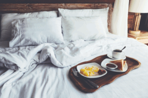 a breakfast tray setup at a bed and breakfast