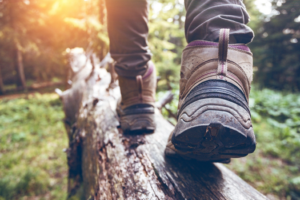 a person walking in hiking boots